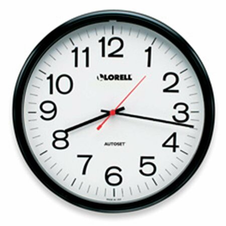 LORELL Wall Clock- 13-.25in.- Arabic Numerals- White Dial-Black Frame LO463356